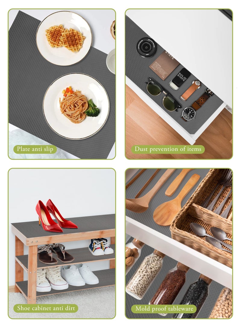 HomarKet Shelf Liner 3 Rolls 150x45cm  Non-Slip Non-Adhesive Drawer Liner EVA Clear Cupboard Cabinet Pad Mat for Kitchen Cabinet,Shelves, Refrigerator, Storage, Desks  - Image 2