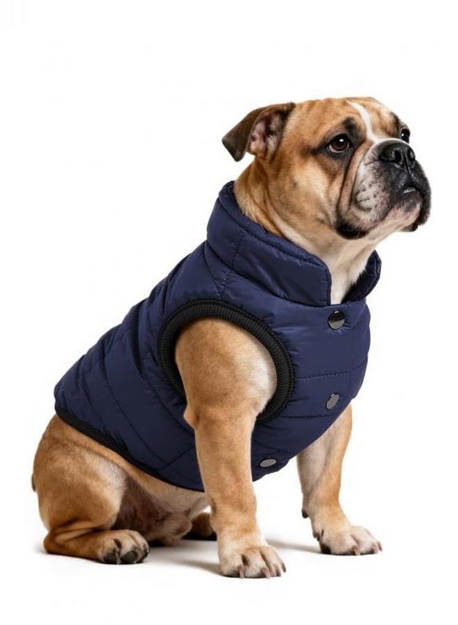 AURUZA Dog Winter Coat, Warm Waterproof Dogs Jacket Small Pet Vest for Medium Dogs Windproof Pet Fleece Vest Snow Jacket for Cold Weather(Navy Blue,M) - Image 1