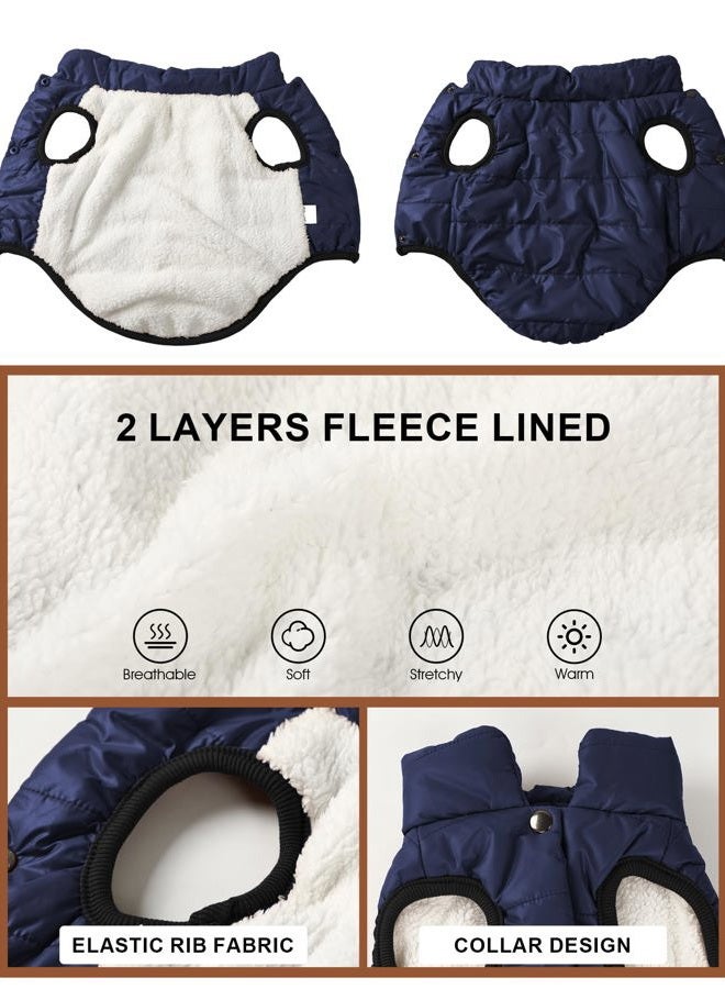 AURUZA Dog Winter Coat, Warm Waterproof Dogs Jacket Small Pet Vest for Medium Dogs Windproof Pet Fleece Vest Snow Jacket for Cold Weather(Navy Blue,M) - Image 3