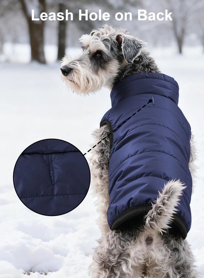 AURUZA Dog Winter Coat, Warm Waterproof Dogs Jacket Small Pet Vest for Medium Dogs Windproof Pet Fleece Vest Snow Jacket for Cold Weather(Navy Blue,M) - Image 4