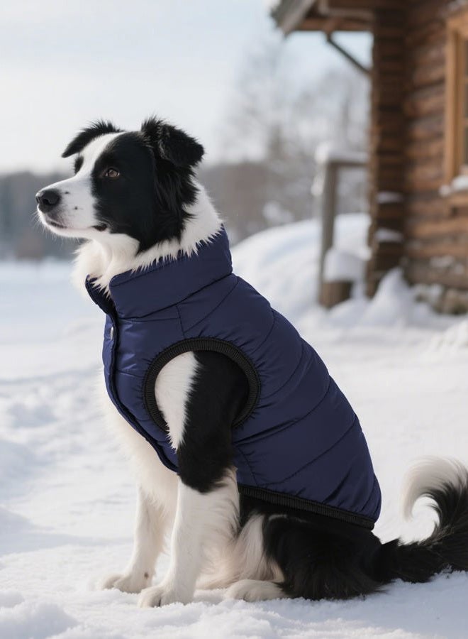 AURUZA Dog Winter Coat, Warm Waterproof Dogs Jacket Small Pet Vest for Medium Dogs Windproof Pet Fleece Vest Snow Jacket for Cold Weather(Navy Blue,M) - Image 2