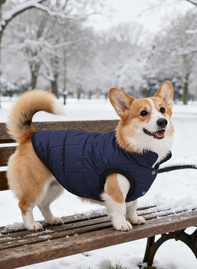 AURUZA Dog Winter Coat, Warm Waterproof Dogs Jacket Small Pet Vest for Medium Dogs Windproof Pet Fleece Vest Snow Jacket for Cold Weather(Navy Blue,M) - Image 5