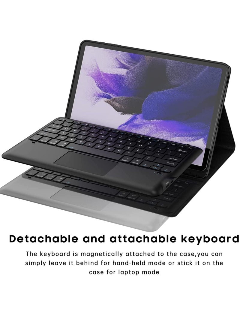 Keyboard Case for Samsung Galaxy Tab S7 FE 12.4" 2021  Smart Wireless Waterproof Detachable Magnetic Tablet Trackpad Keyboard Cover for S7 FE SM-T730/T736 with S Pen Holder (Black)… - Image 4
