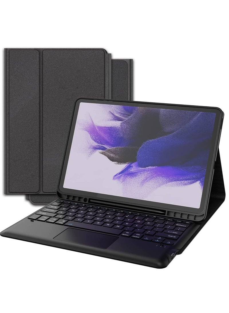Keyboard Case for Samsung Galaxy Tab S7 FE 12.4" 2021  Smart Wireless Waterproof Detachable Magnetic Tablet Trackpad Keyboard Cover for S7 FE SM-T730/T736 with S Pen Holder (Black)… - Image 1