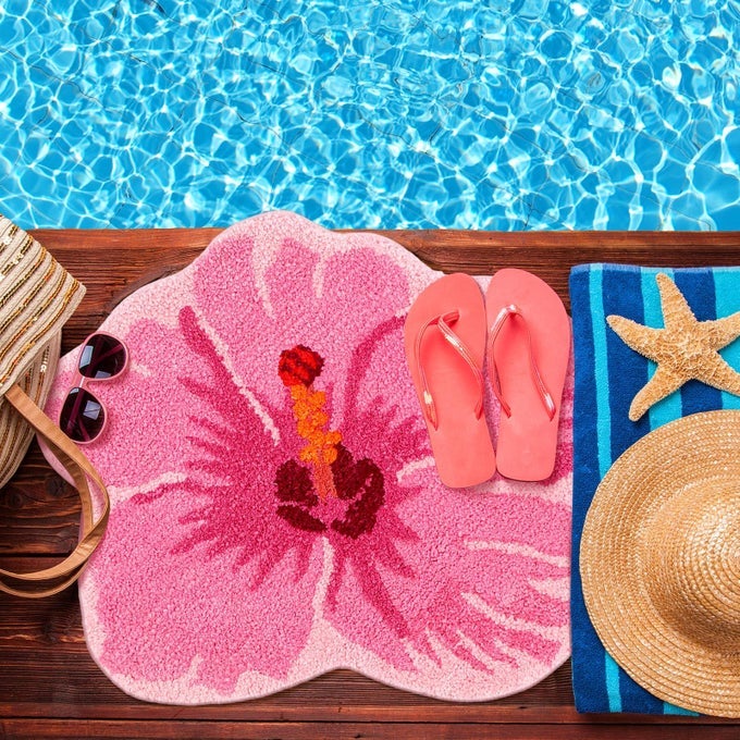 FLOWER SHOWER MAT SUMMER BATHROOM RUG FLOWER SHAPE SHOWER MAT DOOR CUTE BATH SUMMER BATHROOM DECORATIO NON SLIP WASHABLE BATH RUG