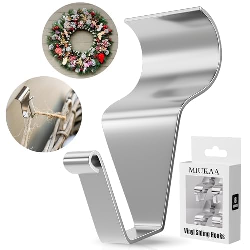 MIUKAA Vinyl Siding Hangers Hooks (8 Pack), Sturdy No Hole Hooks for Hanging Outdoor, Clips to Hang String Lights & Decorations, Garland Wreath Hanger - Image 1