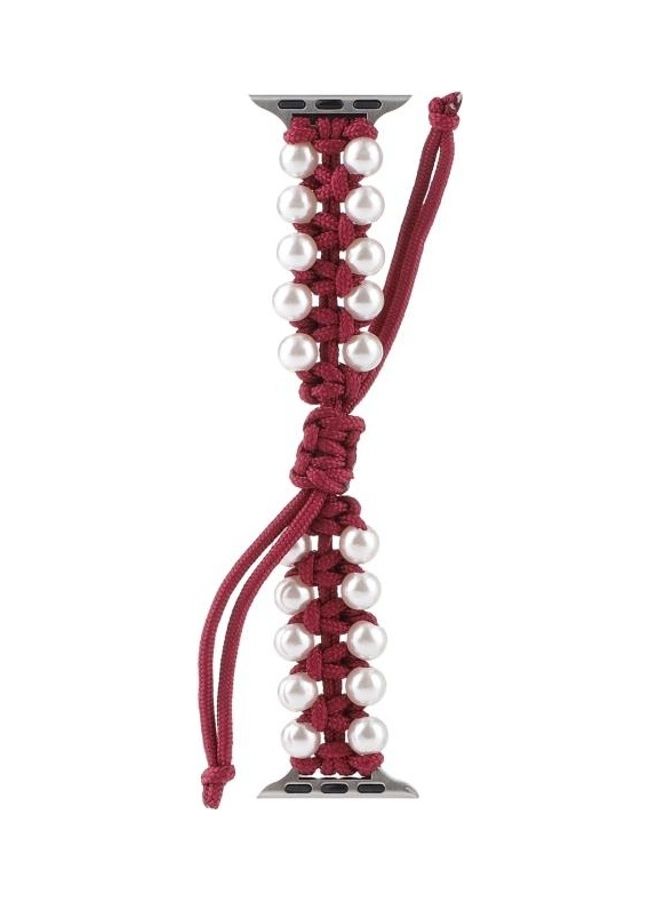 NIBEMINENT Umbrella Rope Replacement Watchbands For Apple Watch Series 7 45mm / 6 & Se 5 4 44mm 3 2 1 42mm Red - Image 3