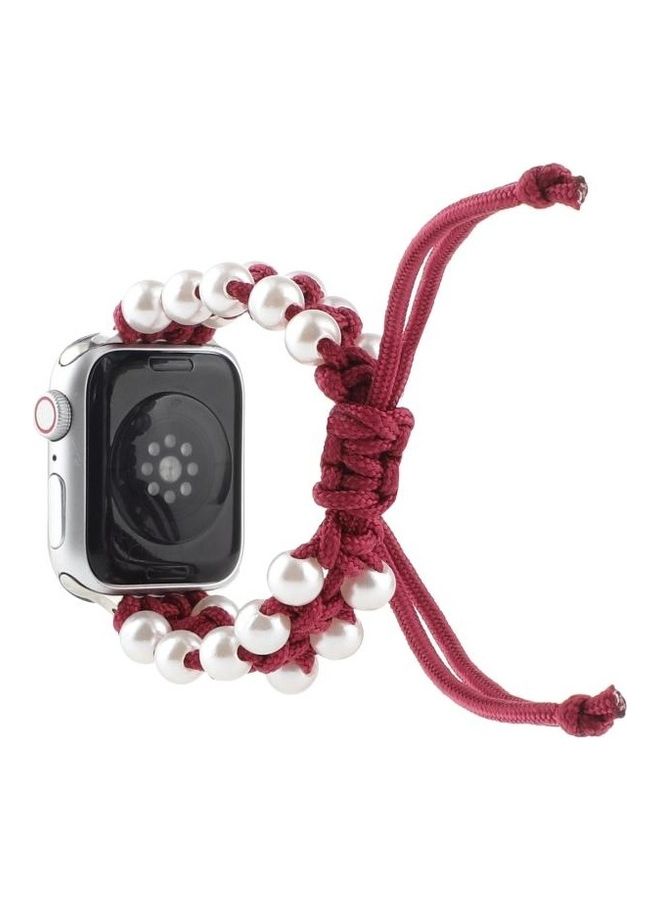 NIBEMINENT Umbrella Rope Replacement Watchbands For Apple Watch Series 7 45mm / 6 & Se 5 4 44mm 3 2 1 42mm Red - Image 2