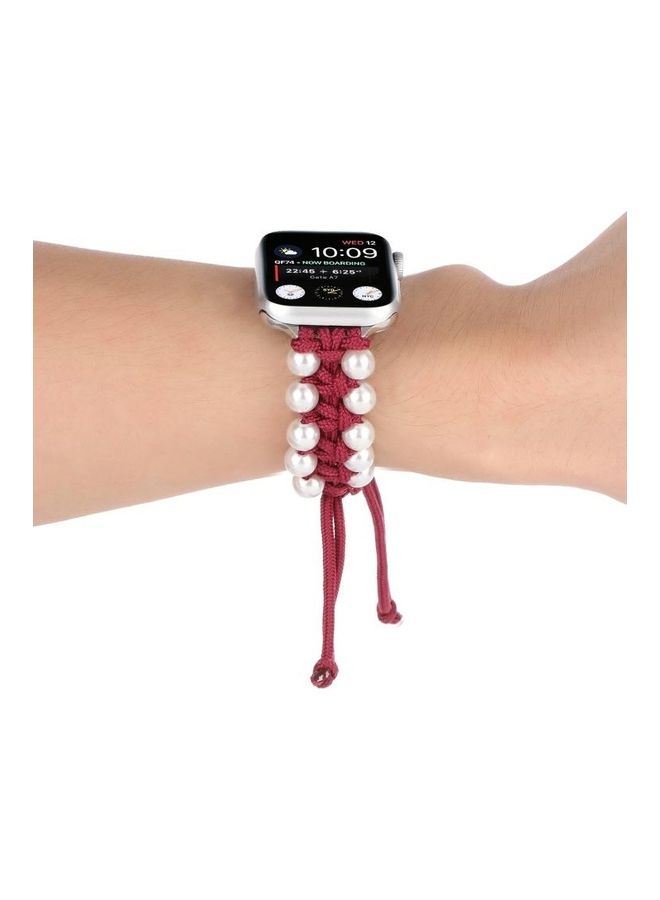 NIBEMINENT Umbrella Rope Replacement Watchbands For Apple Watch Series 7 45mm / 6 & Se 5 4 44mm 3 2 1 42mm Red - Image 5