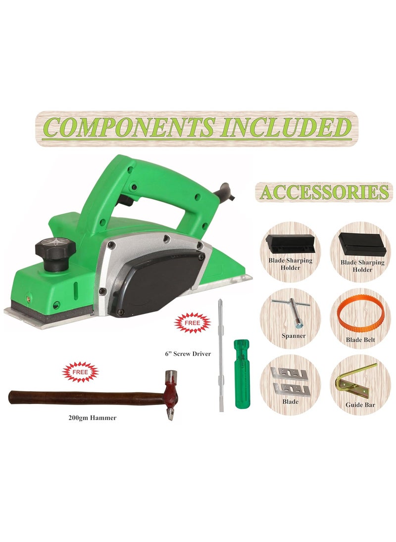Digital Craft Digital Craft Wood Planer 1400W Machine of Carpentry HighPower MultiFunction Electric Planer Professional Woodworking Machine 82mm Electric Planer MachineHammer 200 gm6Inch 2 In 1 Screw Driver  - Image 2
