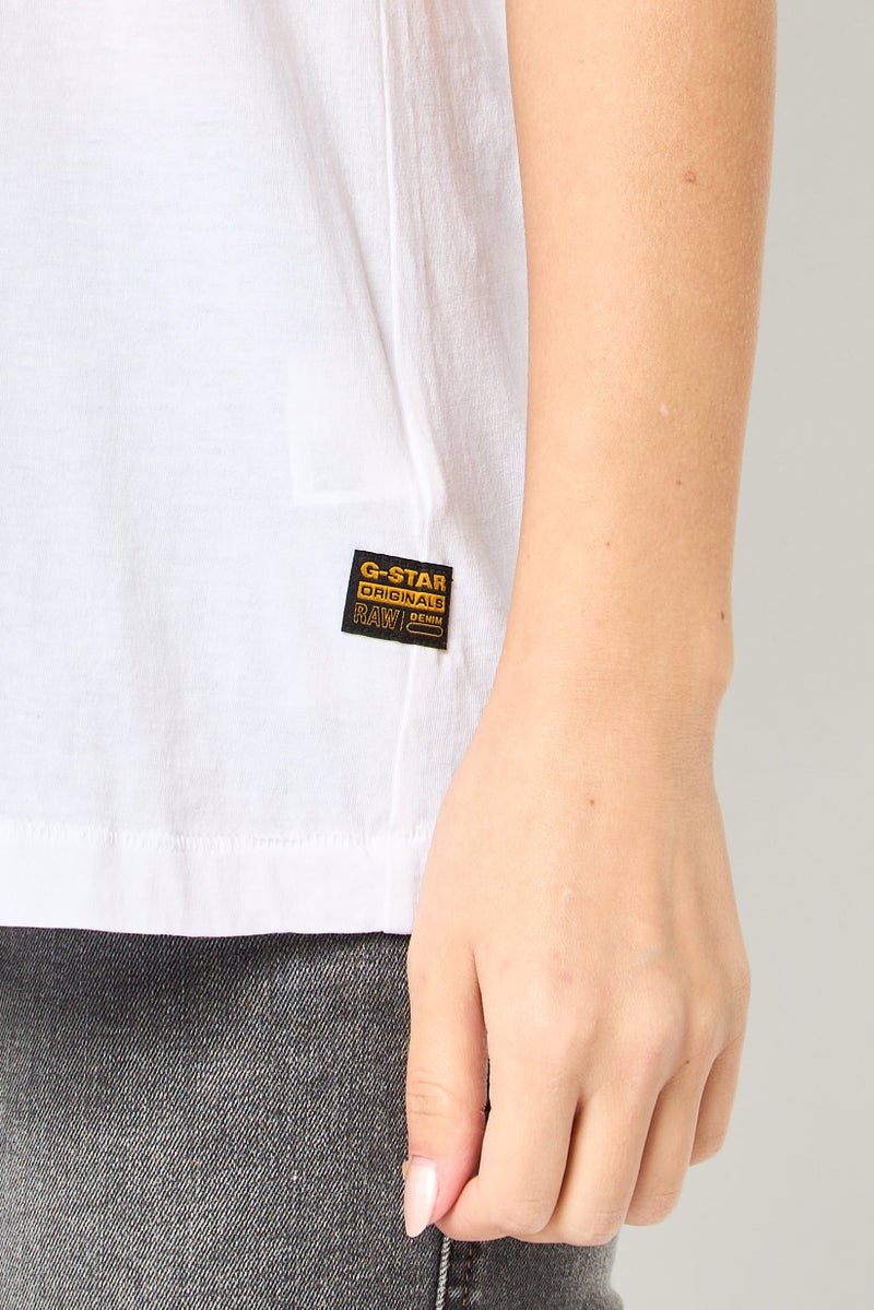 G-Star RAW Women Crew Neck Short Sleeve Brand Logo T-Shirt, White - Image 3