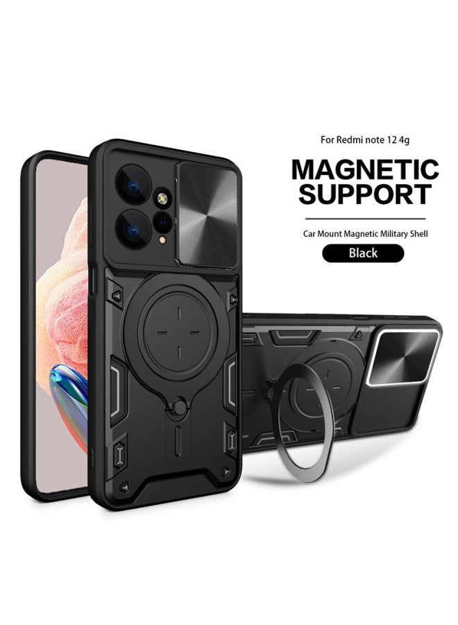 For Xiaomi Sliding Window Phone Case Car Ring Drop-resistant Protective Case  Red rice 13C 4G/Poco C65 4G 