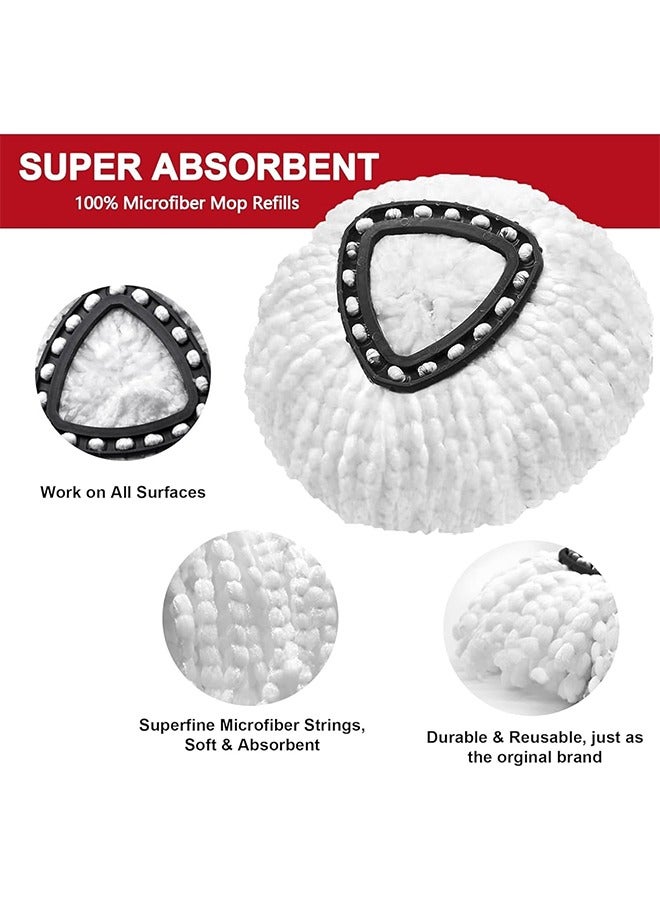 Spin Mop Heads Replacement - Easy Wring Spin Mop Replace Head for Floor Cleaning, Triangle Shape (2-Pack, White) - Image 2