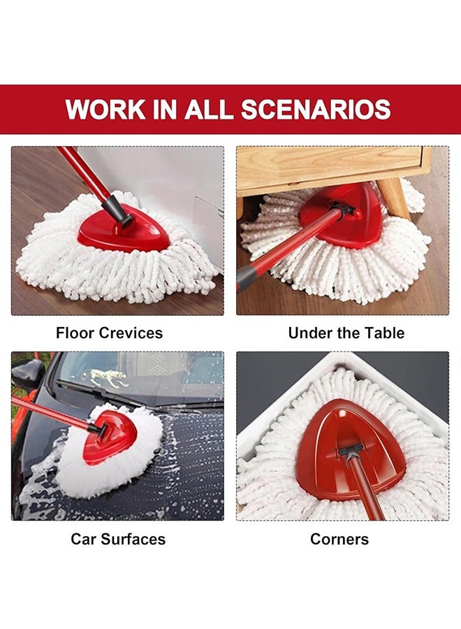 Spin Mop Heads Replacement - Easy Wring Spin Mop Replace Head for Floor Cleaning, Triangle Shape (2-Pack, White) - Image 4