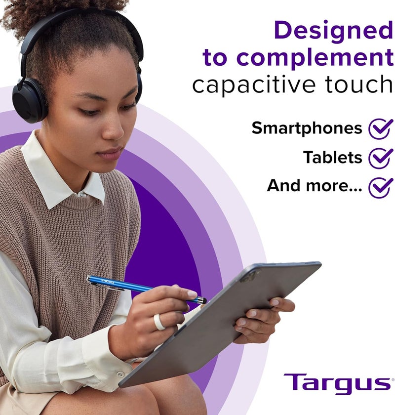 targus Slim Stylus Pen for Tablets, iPad, Smartphones and Touchscreen Devices, Metallic Blue - Slim Durable Rubber Tip (AMM1203US) - Image 5