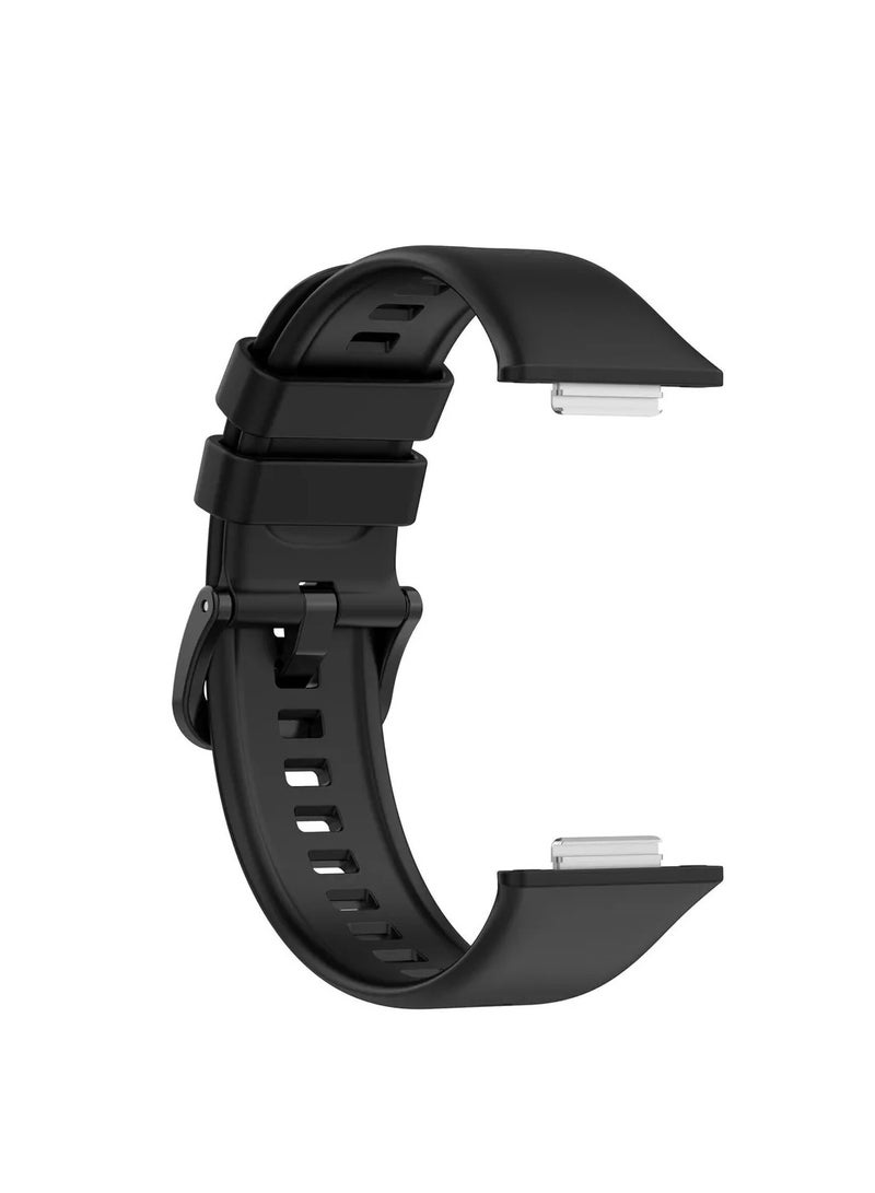 Classic Silicone Watch Strap Band for Watch Fit 2 Soft Silicone Rubber Strap Black - Image 1