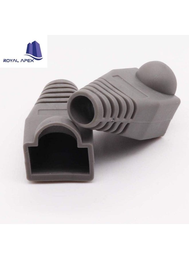 Royal Apex Royal Apex Ethernet RJ45 Cable Connector Boots Silicon Cover Strain Relief Boots CAT5 CAT5E CAT6 CAT6E (Grey - Pack of 100)  - Image 2
