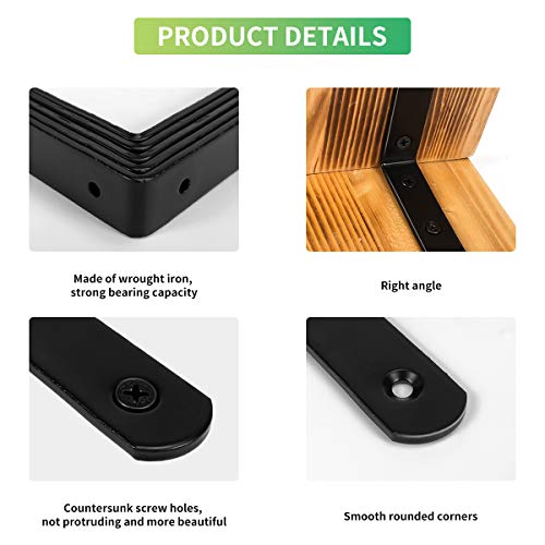 Emeroll 20 PCS L Corner Brace Heavy Duty Shelf Brackets 4 x 3 Inch L Joint Angle Brackets Shelf Support Corner Braces for Shelves, Furniture Cabinet Bookshelf with Screws - Image 3