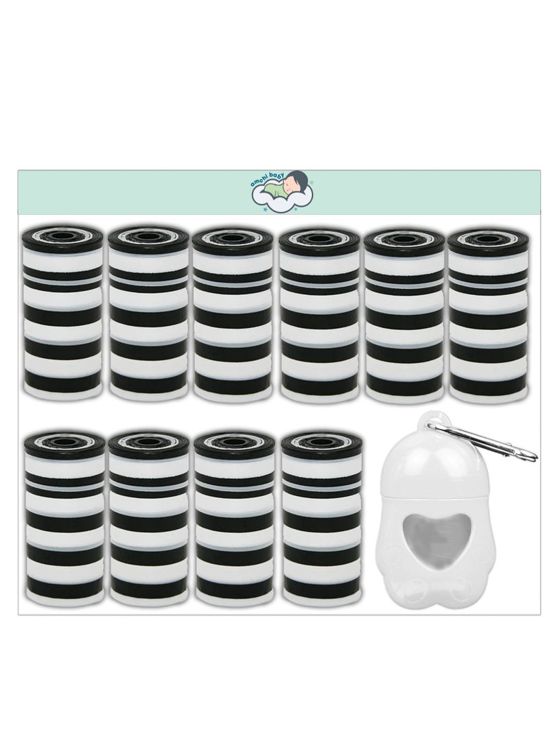 amchi baby Amchi Baby Disposable Scented Bags pack of 10 rolls/200 Bags with Dispenser- White  - Image 1