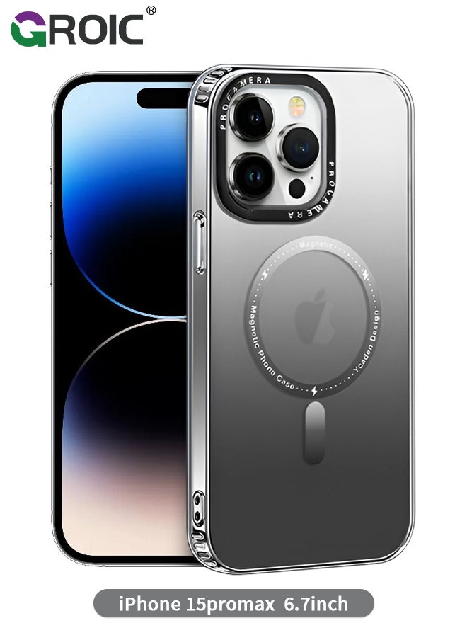 GROIC - iPhone 15 Pro Max Case Gradient Black Magnetic Case for 15 Pro Max Compatible with Magsafe Frosted Texture Case for Women, Shockproof Slim Phone Case for 15 Pro Max 6.7 Inch - Image 1