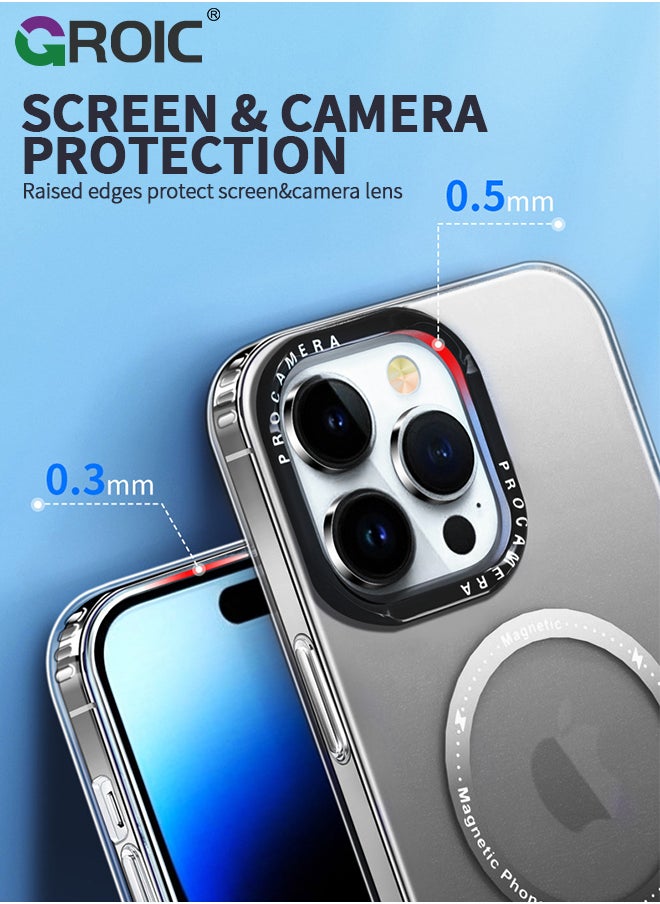 GROIC - iPhone 15 Pro Max Case Gradient Black Magnetic Case for 15 Pro Max Compatible with Magsafe Frosted Texture Case for Women, Shockproof Slim Phone Case for 15 Pro Max 6.7 Inch - Image 1
