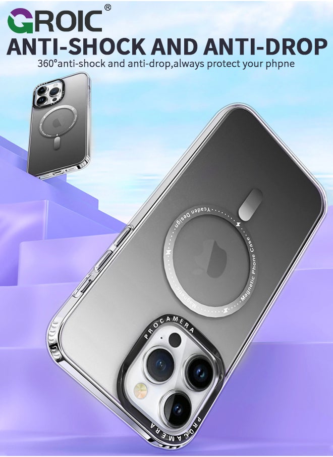 GROIC - iPhone 15 Pro Max Case Gradient Black Magnetic Case for 15 Pro Max Compatible with Magsafe Frosted Texture Case for Women, Shockproof Slim Phone Case for 15 Pro Max 6.7 Inch - Image 1