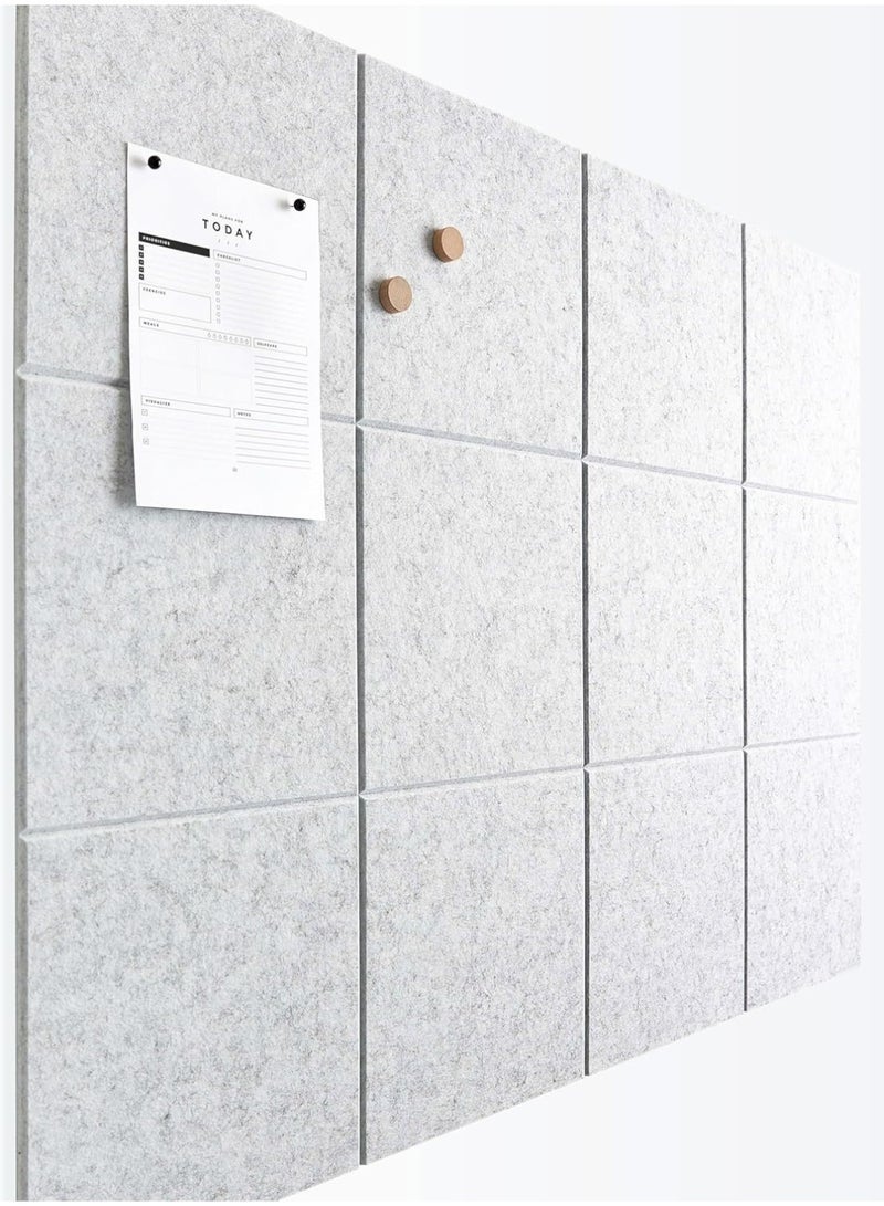Arabest 12 Pack Large Felt Bulletin Board 30x30 cm Board Alternative with 60 Safe Removable Adhesive Tabs, Cork Boards for Walls Cork Board for Home Office Classroom Pin Board (Light Grey) - Image 2