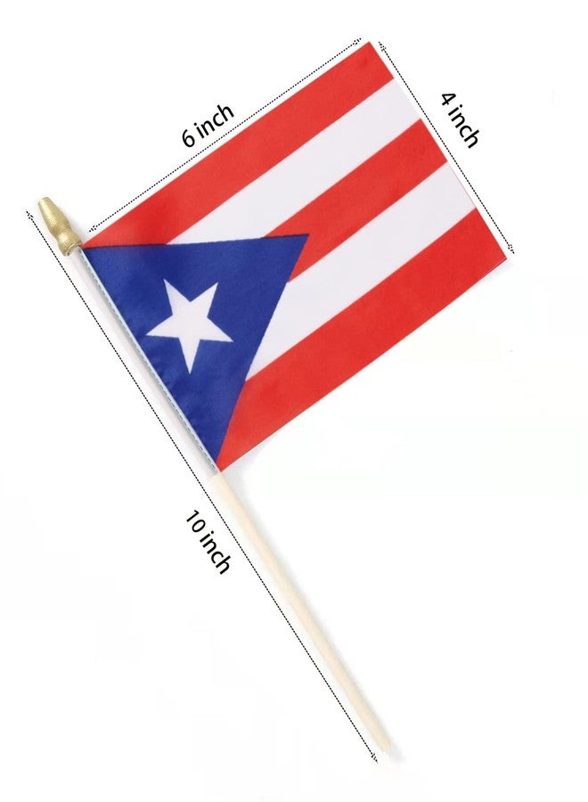 Lebei Puerto Rico Flag Mini Small Puerto Rican Handheld Stick Flags 4x6 Inch 12 Pack - Image 2