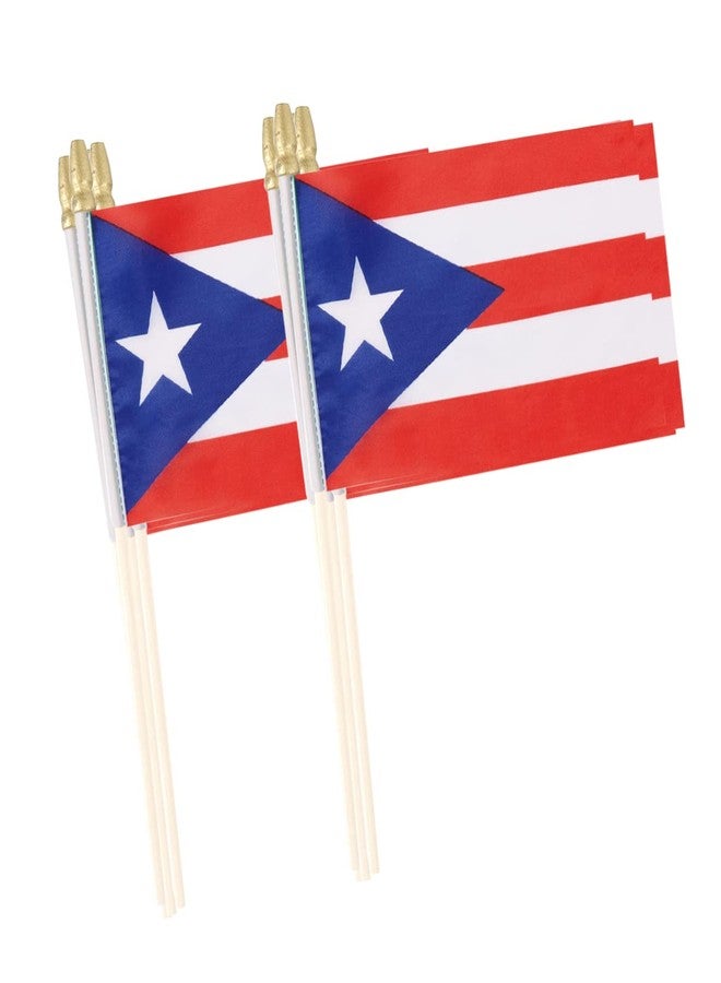 Lebei Puerto Rico Flag Mini Small Puerto Rican Handheld Stick Flags 4x6 Inch 12 Pack - Image 1