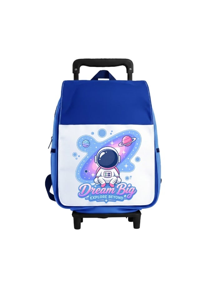 PRINTSHOP4ME Boys Space Rocket Astronaut Trolley School Bag | Rolling Backpack with Wheels | Adjustable Handle | Travel Carry Backpack - Image 1