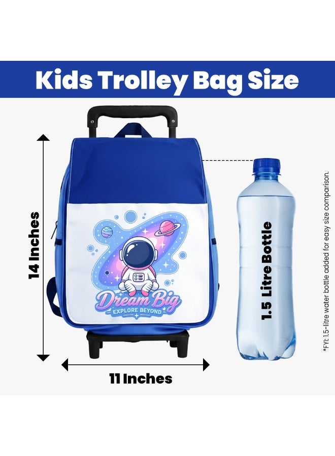 PRINTSHOP4ME Boys Space Rocket Astronaut Trolley School Bag | Rolling Backpack with Wheels | Adjustable Handle | Travel Carry Backpack - Image 2