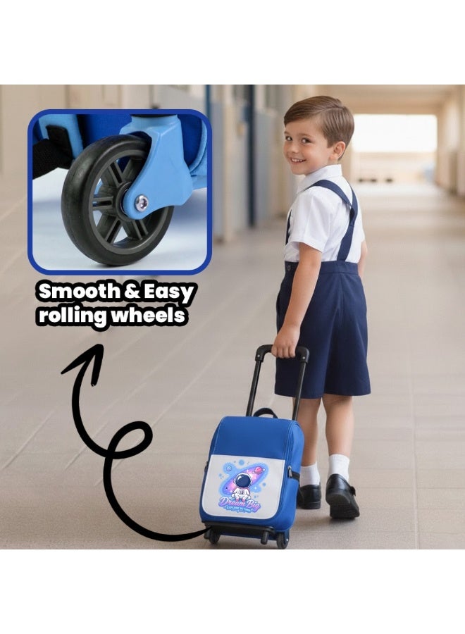 PRINTSHOP4ME Boys Space Rocket Astronaut Trolley School Bag | Rolling Backpack with Wheels | Adjustable Handle | Travel Carry Backpack - Image 4
