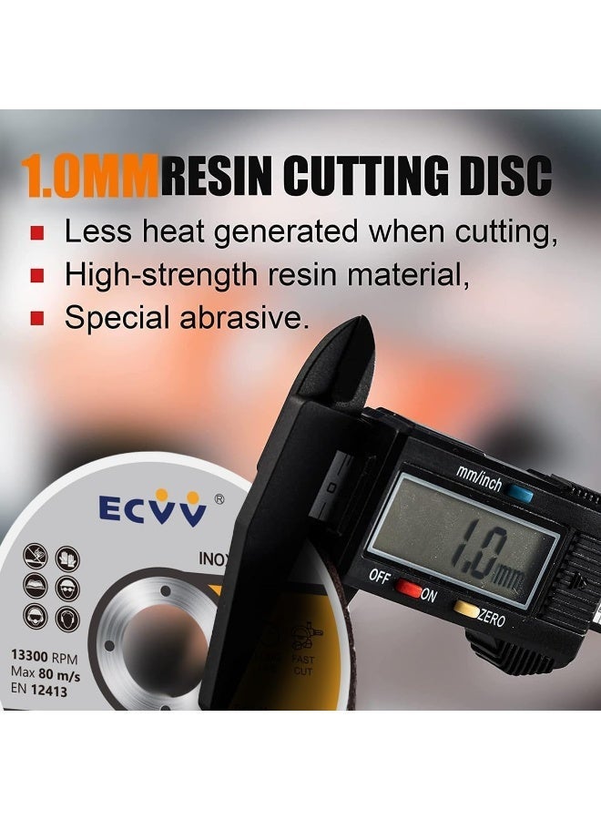 ECVV 10 pcs diamond metal cutting wheel 115mm (4-1/2) diamond blade metal stainless steel cutting disc for angle grinder and circular saw (1mm) Black - Image 1