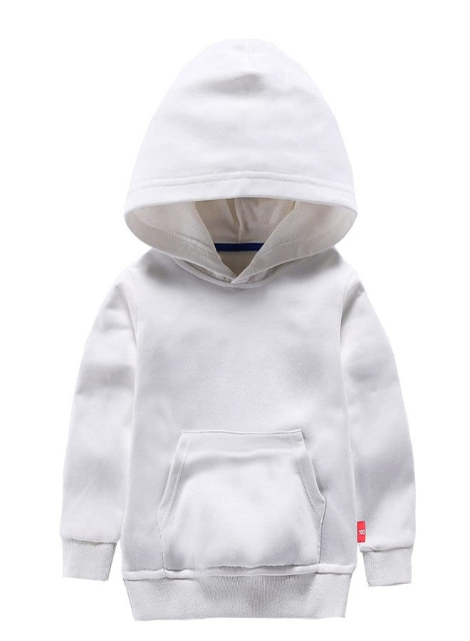 تي تي آي للأطفال الرضع والصغار، بنين وبنات، سترة بغطاء رأس بيضاء سادة بجيب، مناسبة للارتداء اليومي. - Image 1