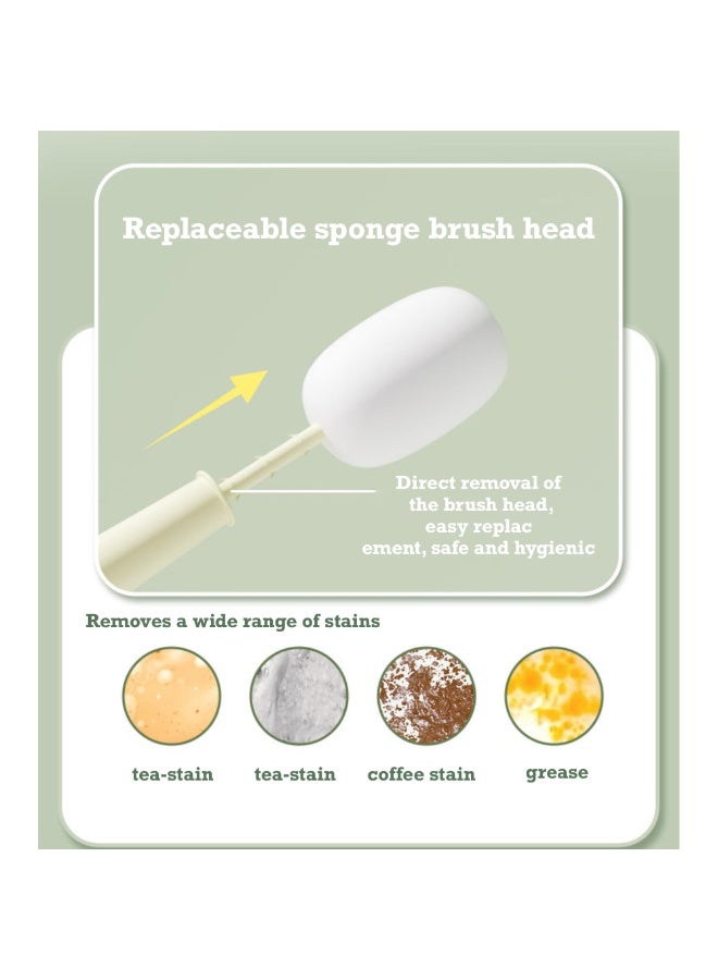 فرشاة تنظيف زجاجات متعددة الاستخدامات 3 في 1، رؤوس بديلة، وفرش متعددة الاستخدامات، وأدوات تنظيف الأكواب والحشو، وفرشاة تنظيف زجاجات المياه (أخضر)
