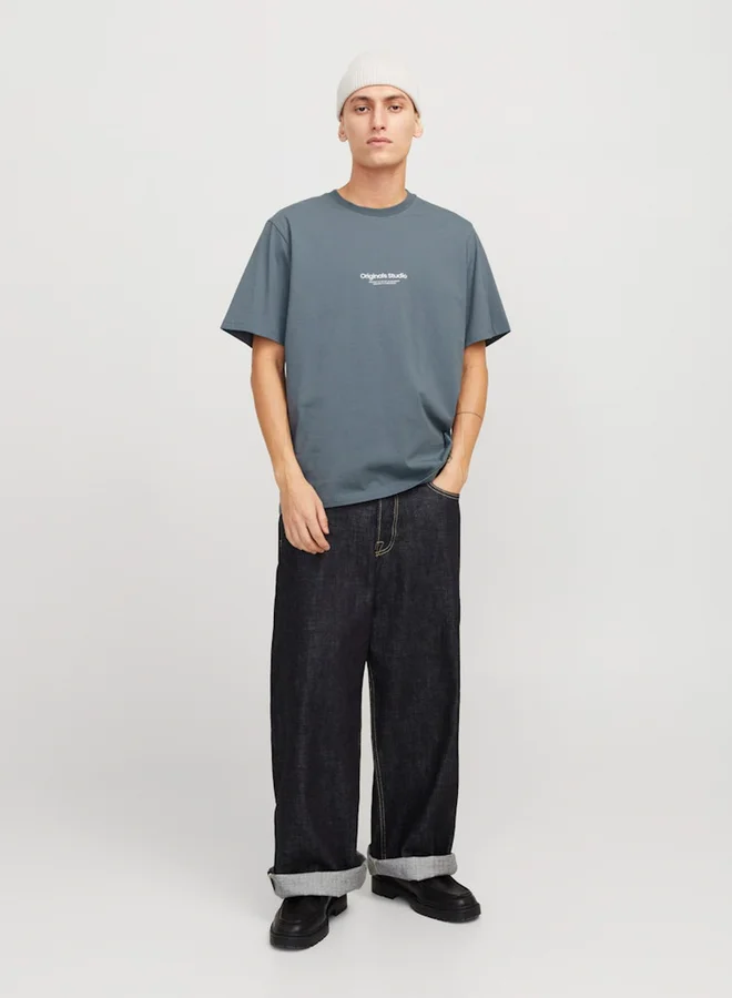 JACK & JONES Slogan Print Round Neck T-Shirt