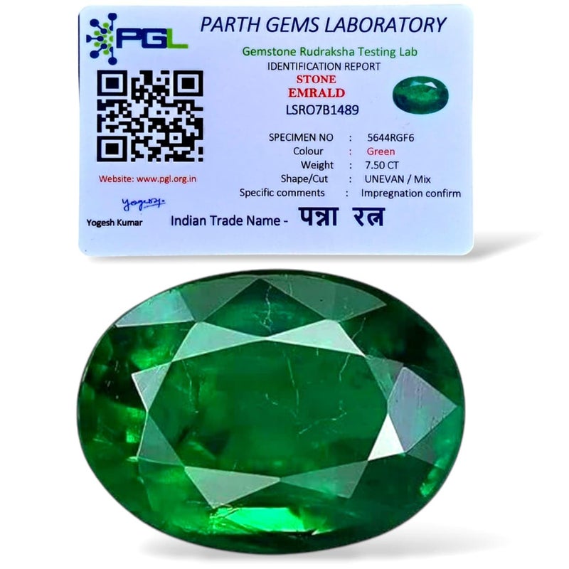 FLAIMYST Netural Emerald Panna Stone Original Certified 5.5 to 8.80 Ratti (Emerald Panna Gemstone) - Image 1
