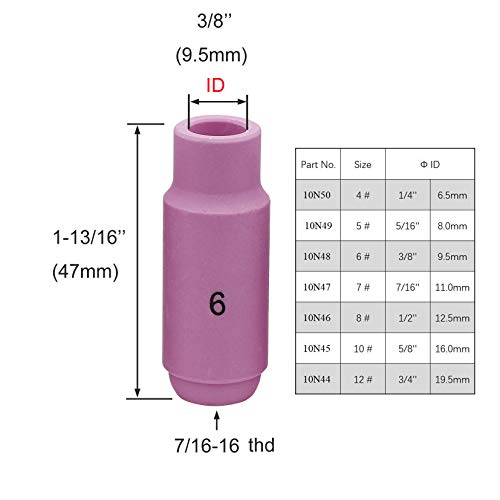 GZTIGWELD 10N48 6# TIG Alumina Nozzles Ceramic Shield Cup Fit DB PTA SR WP 17 18 26 TIG Welding Torch 10PK (10N48 6#) - Image 2