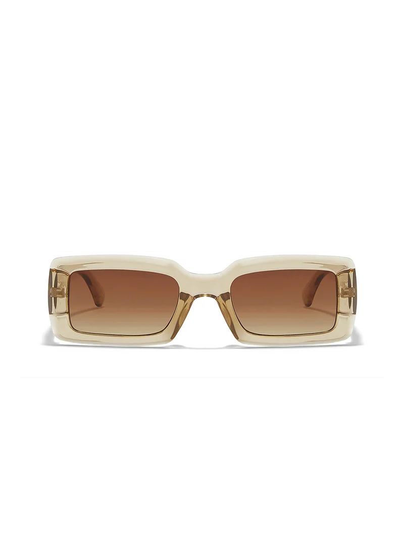 Blackout Zen,Women Sunglasses, Rectangle Sunglasses, UV Protection: UV400 (Beige,Brown)