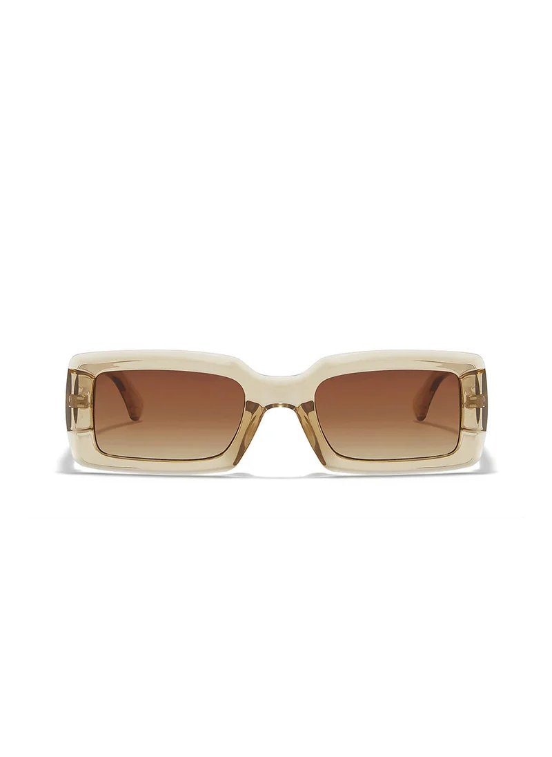 Blackout Zen,Women Sunglasses, Rectangle Sunglasses, UV Protection: UV400 (Beige,Brown)