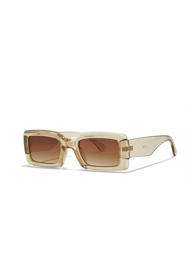 Blackout Zen,Women Sunglasses, Rectangle Sunglasses, UV Protection: UV400 (Beige,Brown)