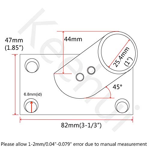 keehui Heavy DudyBoat//Hand Rail Fitting-45 Degree 1 inch Rectangular Base-Marine 316 Stainless Steel Deck Hardware - Image 2