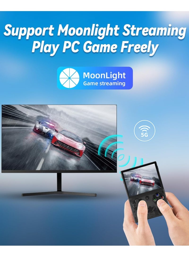 RG35XX Plus Linux Handheld Game Console, 3.5'' IPS Screen, Pre-Loaded 5527 Games, 3300mAh Battery, Supports 5G WiFi Bluetooth HDMI and TV Output (64GB, Transparent Black)