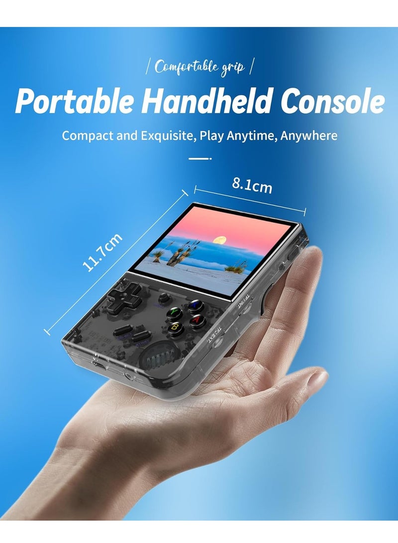 RG35XX Plus Linux Handheld Game Console, 3.5'' IPS Screen, Pre-Loaded 5527 Games, 3300mAh Battery, Supports 5G WiFi Bluetooth HDMI and TV Output (64GB, Transparent Black)