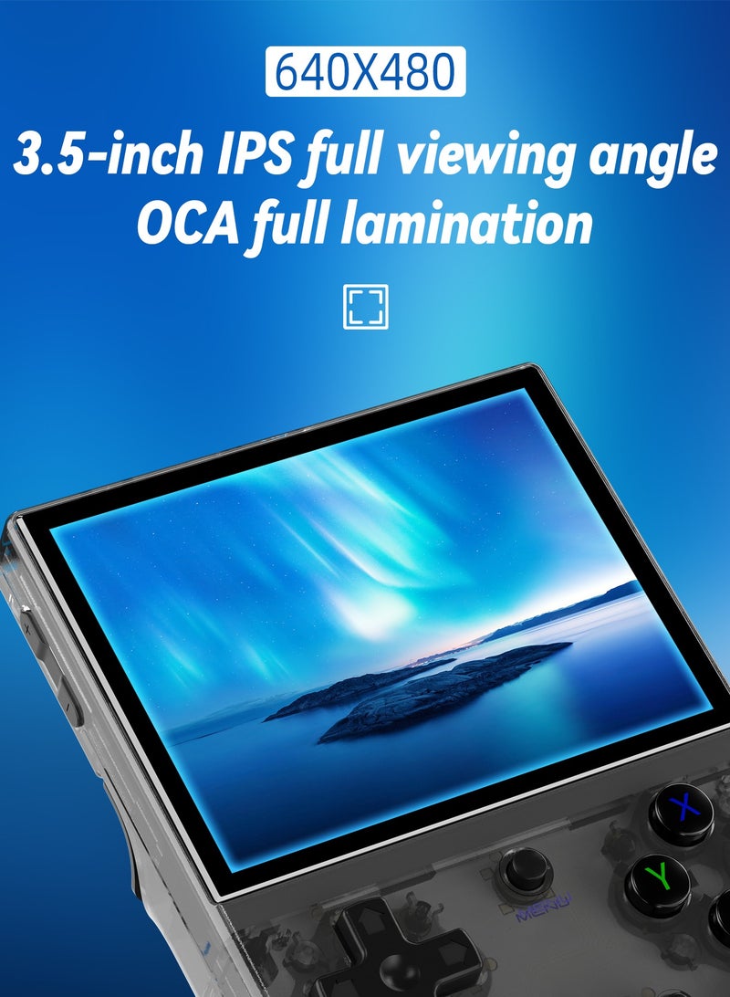 RG35XX Plus Linux Handheld Game Console, 3.5'' IPS Screen, Pre-Loaded 5527 Games, 3300mAh Battery, Supports 5G WiFi Bluetooth HDMI and TV Output (64GB, Transparent Black)
