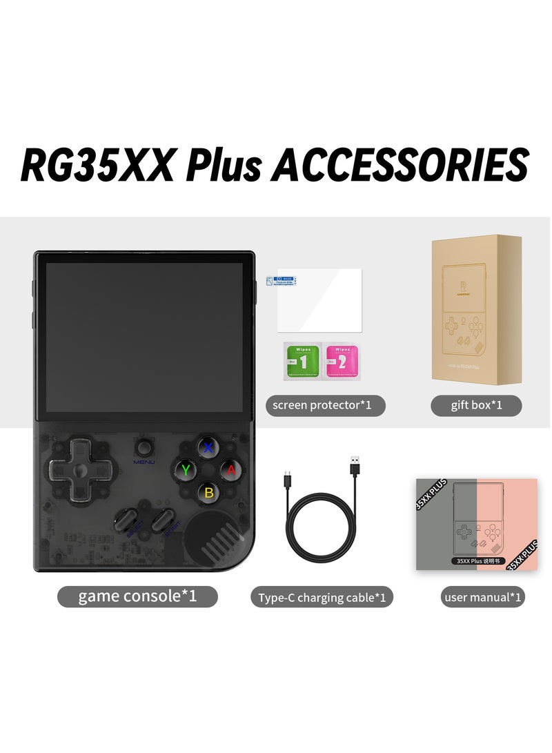 RG35XX Plus Linux Handheld Game Console, 3.5'' IPS Screen, Pre-Loaded 5527 Games, 3300mAh Battery, Supports 5G WiFi Bluetooth HDMI and TV Output (64GB, Transparent Black)