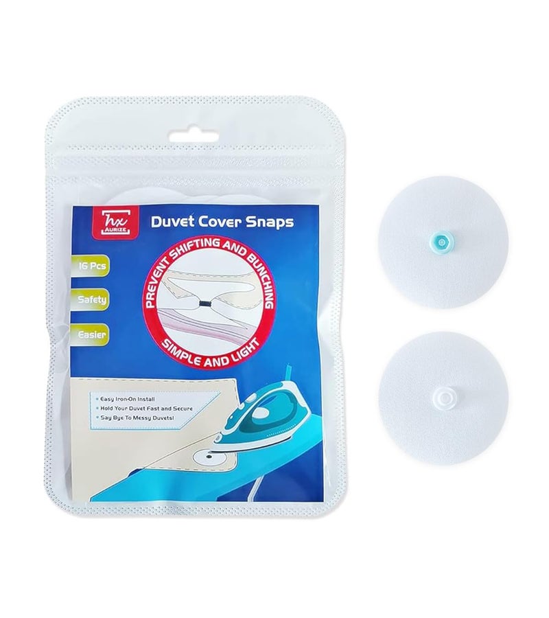 HX AURIZE Duvet Cover Snaps Comforter Clips Holder Prevent Bunching and Shifting Keep Corner in Place 16 Pcs White