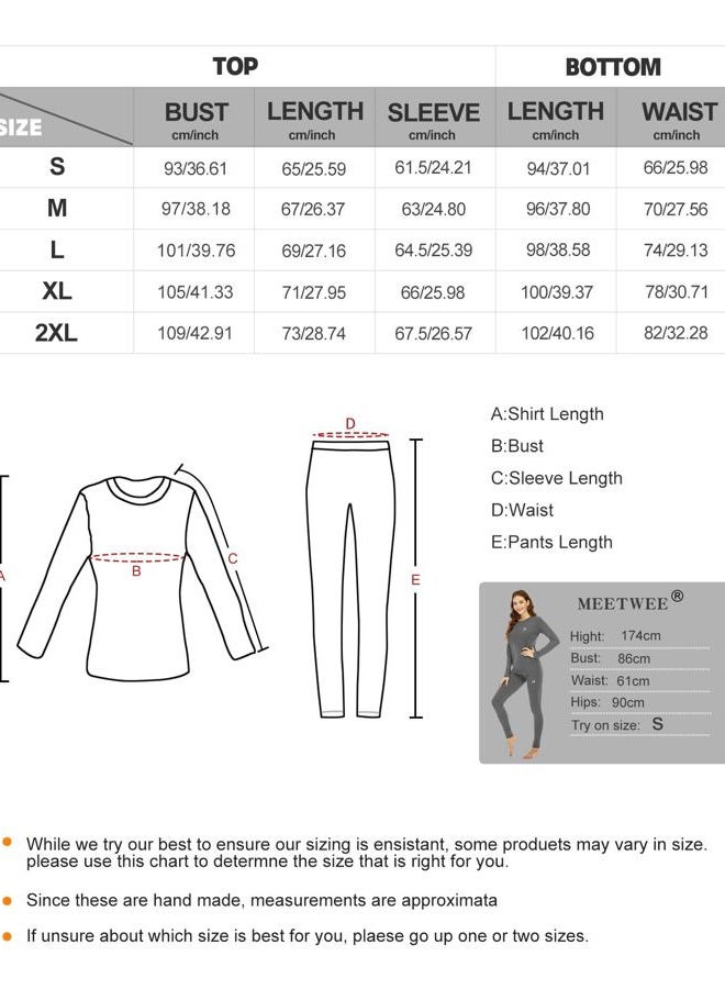 MEETWEE Thermal Underwear for Women, Winter Warm Base Layer Top & Bottom Set Long Johns with Fleece Lined Cold Weather Skiing (Grey-A, X-Large) - Image 4