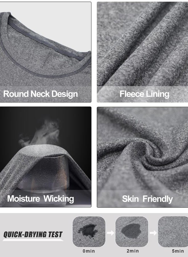 MEETWEE Thermal Underwear for Women, Winter Warm Base Layer Top & Bottom Set Long Johns with Fleece Lined Cold Weather Skiing (Grey-A, X-Large) - Image 2