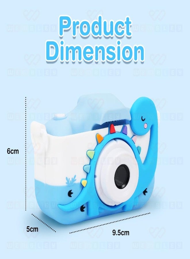 Wembley Kids Digital Camera Compact Dino Design Selfie Camera Video Recorder Photo Capture Games 4GB SD Card 2.0 Inch Screen for Girls Boys 4+ 5 6 7 8 - Blue - Image 3